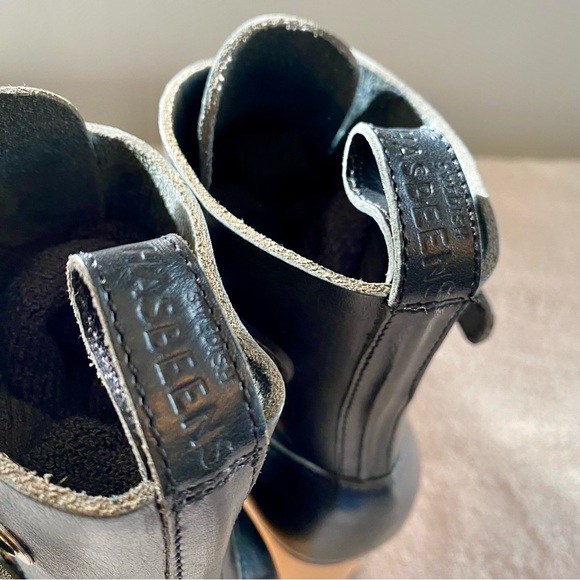 Swedish Hasbeens Buckle Boots Black Leather Platform Clog Shoes US 9 EU 39 - Picture 11 of 11